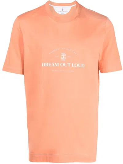 Brunello Cucinelli Graphic-print Short-sleeved T-shirt In Orange