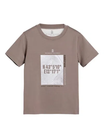 Brunello Cucinelli Kids' Graphic-print T-shirt In Neutral