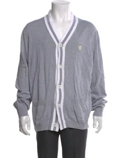 Pre-owned Brunello Cucinelli Graphic Print V-neck Cardigan In Gray
