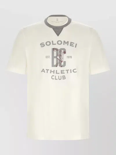 Brunello Cucinelli Graphic T Shirt Short Sleeves Crew Neck In White