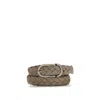 Brunello Cucinelli Gray Calf Leather Bos Taurus Regular Belt In Brown