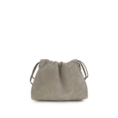 Brunello Cucinelli Gray Calf Leather Bos Taurus Shoulder Bag