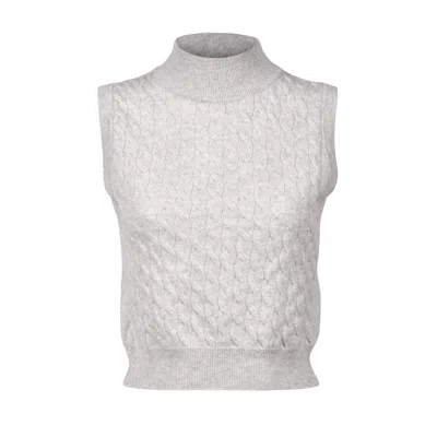 Brunello Cucinelli Gray Cashmere Women's Sweater In White