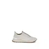 Brunello Cucinelli Gray Cotton Athletic Sneakers In White