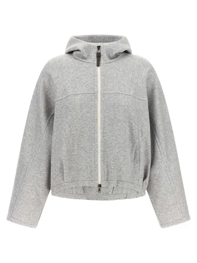 Brunello Cucinelli Gray Cotton Women's Hoodie