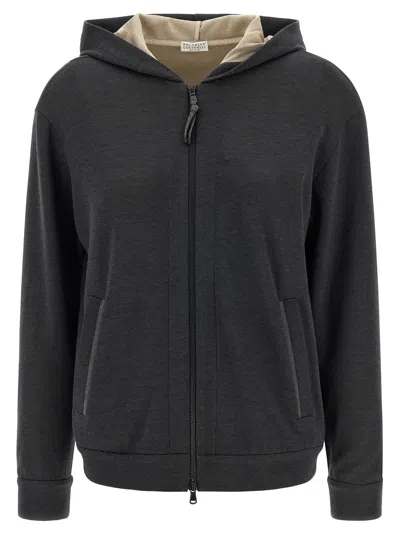 Brunello Cucinelli Gray Cotton Women's Hoodie