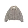 Brunello Cucinelli Herringbone-pattern Shearling-collar Jacket In Gray