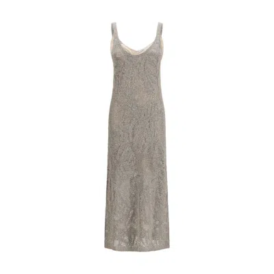 Brunello Cucinelli Gray Linen Casual Women's Dress
