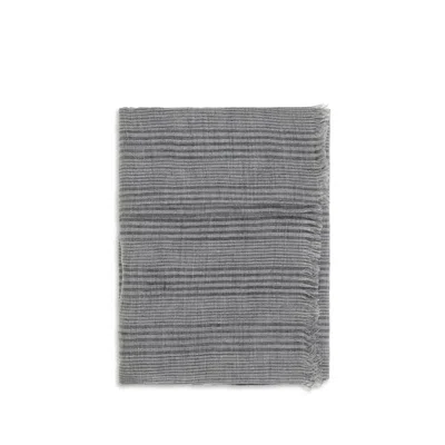 Brunello Cucinelli Linen Scarf With Lurex Details In Gray