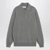 Brunello Cucinelli Cashmere Polo Ribbed Collar Cuffs Hem In Gray