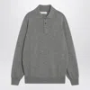 Brunello Cucinelli Cashmere Polo Ribbed Collar Cuffs Hem In Gray