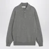 Brunello Cucinelli Cashmere Polo Ribbed Collar Cuffs Hem In Silver