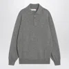 Brunello Cucinelli Cashmere Polo Ribbed Collar Cuffs Hem In Gray