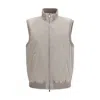 Brunello Cucinelli Beige Solid Mock Collar Jacket In Gray