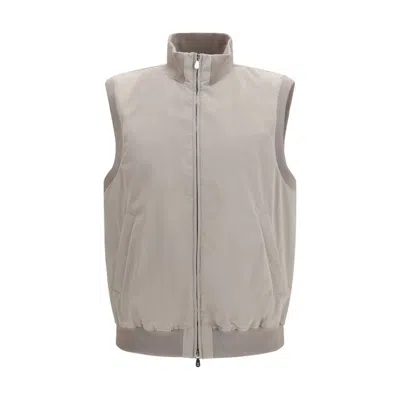 BRUNELLO CUCINELLI BRUNELLO CUCINELLI GRAY POLYESTER SLEEVELESS MEN'S JACKET