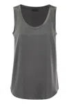 Brunello Cucinelli Stretch Silk Satin Top In Gray