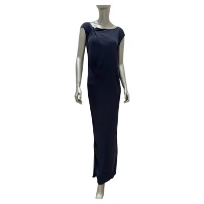 Pre-owned Brunello Cucinelli Gray Silk Open Back Maxi Dress Size M With Trim