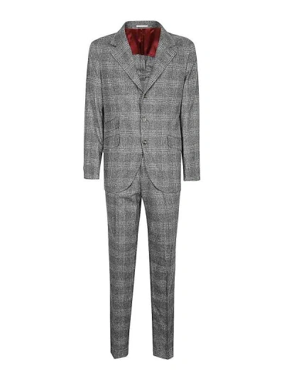 Brunello Cucinelli Plaid Tailored Suit In Gray