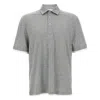 Brunello Cucinelli Silk Polo Sweater With Two-tone Double Layer Detail In Gray