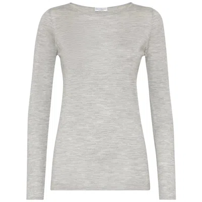 BRUNELLO CUCINELLI GRAY SWEATERS