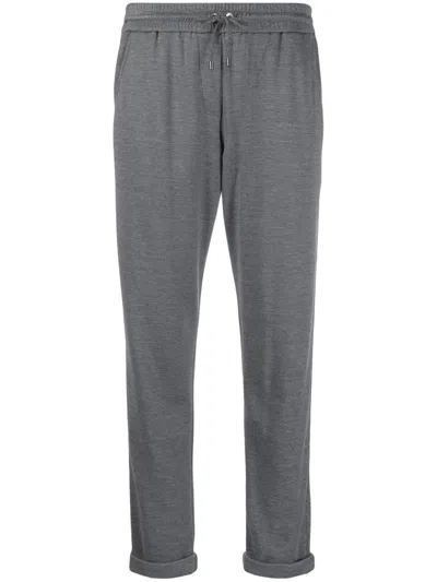 Brunello Cucinelli Gray Tapered Sports Pants In Cotton And Silk Blend