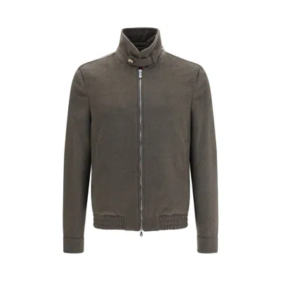Brunello Cucinelli Gray Wool Oves Aries Full-length Jacket In Green