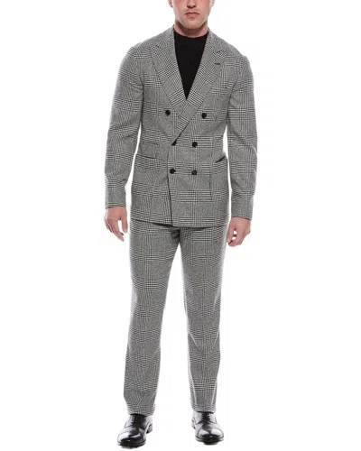 Brunello Cucinelli Plaid Double-breasted Suit In Gray