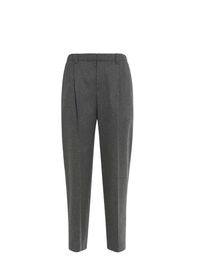 Brunello Cucinelli Gray Wool Trousers In Grey