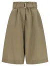 Brunello Cucinelli Pleated Bermuda Shorts Belted Waist Pockets In Brown