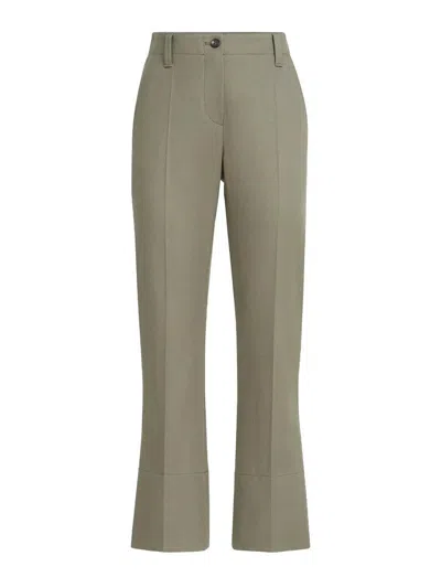 Brunello Cucinelli Stretch-cotton Flared Trousers In Green