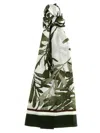 Brunello Cucinelli 'botanical Leaf Print Sheer Scarf' In Green