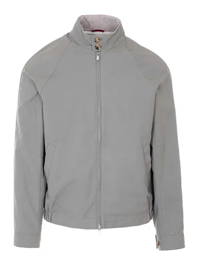 Brunello Cucinelli Green Jacket With Frontal Zip Closure In Gray