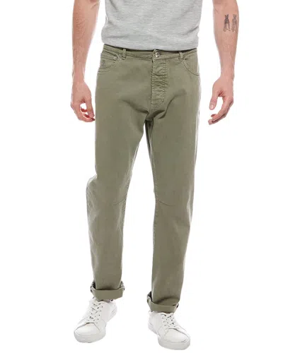 Brunello Cucinelli Green Leisure Fit Jean In Multi