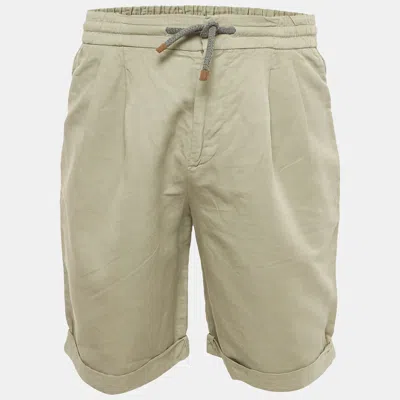 Pre-owned Brunello Cucinelli Green Linen Blend Drawstring Shorts Xs