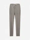 Brunello Cucinelli Men Green Linen Leisure Fit Trousers