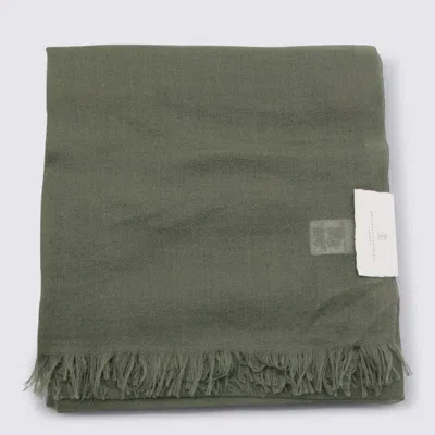 Brunello Cucinelli Green Linen Scarves In Pink