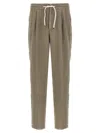 Brunello Cucinelli Garment-dyed Linen Trousers With Adjustable Waist