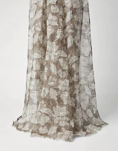 Brunello Cucinelli Green Linen Women's Scarf In Brown