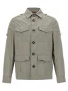 Brunello Cucinelli Waterproof Beige Techno Cotton Jacket In Green