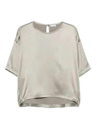 Brunello Cucinelli Green Silk Elastan Blouse