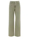 Brunello Cucinelli Wide Leg Denim Trousers In Green