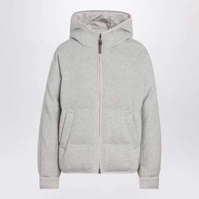 Brunello Cucinelli Cashmere Knit Down Jacket Hooded Design In Multi