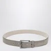 Brunello Cucinelli Greige Suede Leather Belt Women In Gray