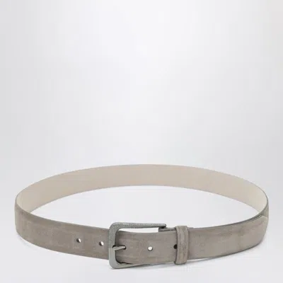 Brunello Cucinelli Greige Suede Belt In Gray