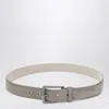 Brunello Cucinelli Greige Suede Leather Belt Women In Gray