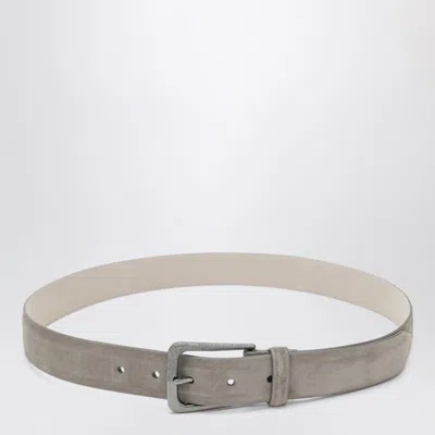 BRUNELLO CUCINELLI BRUNELLO CUCINELLI GREIGE SUEDE LEATHER BELT
