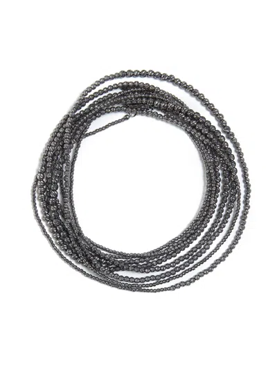 Brunello Cucinelli Grey 925 Silver Beaded Bracelet