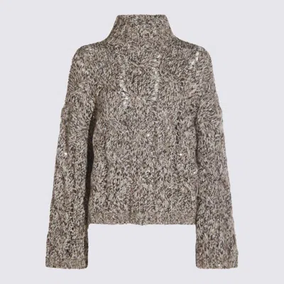 Brunello Cucinelli Chunky Knit High Neck Sweater In Gray