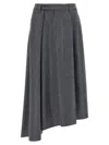Brunello Cucinelli Grey Asymmetrical Wool Skirt