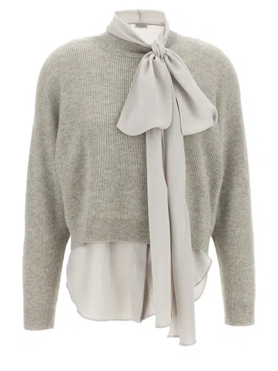 BRUNELLO CUCINELLI GREY BLOUSE SWEATER